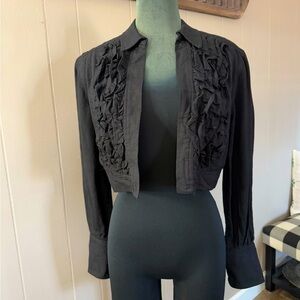 VTG Jan Barboglio • Linen Blend Ruffle Bolero Jacket